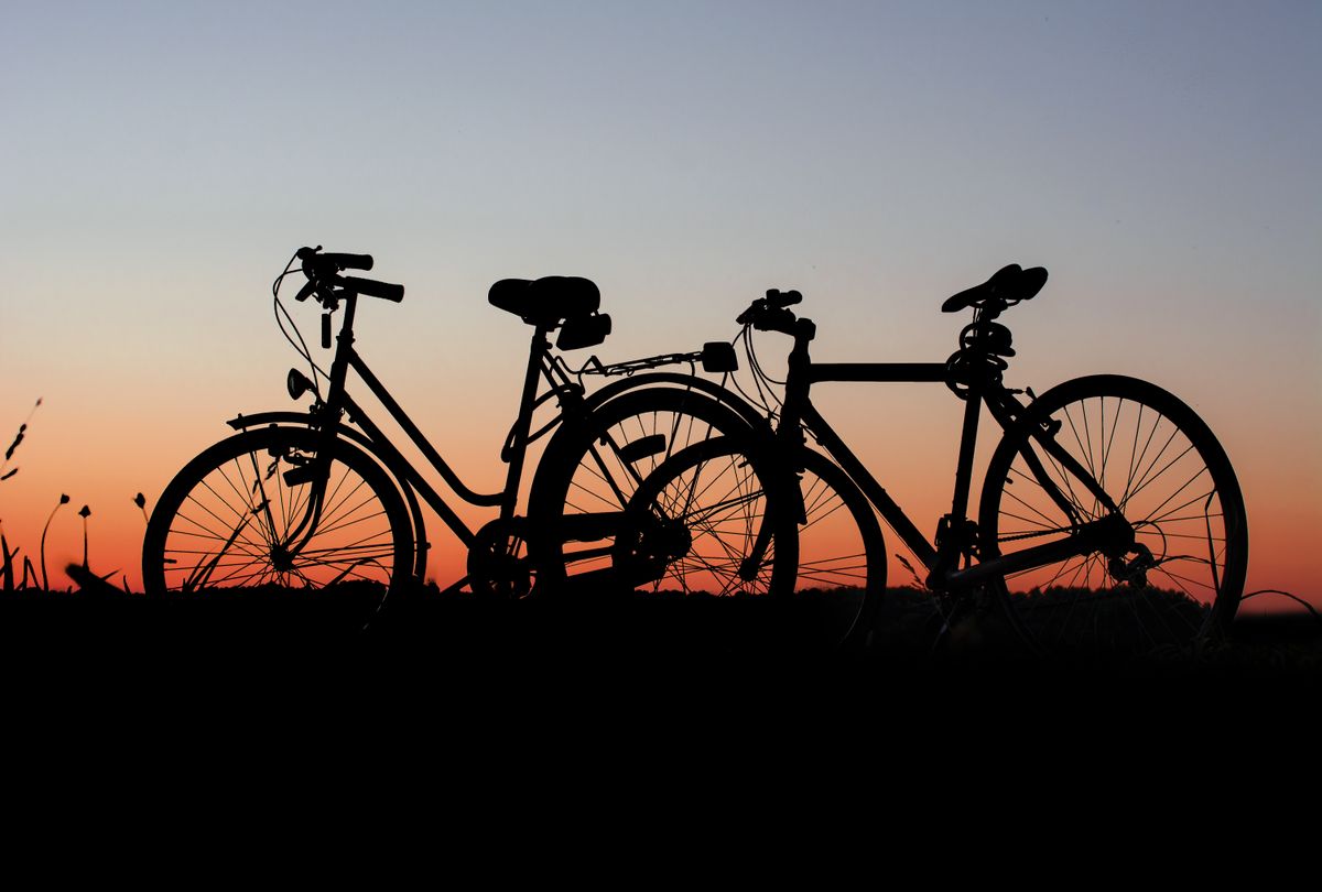 Bicycle route through a green rural landscape